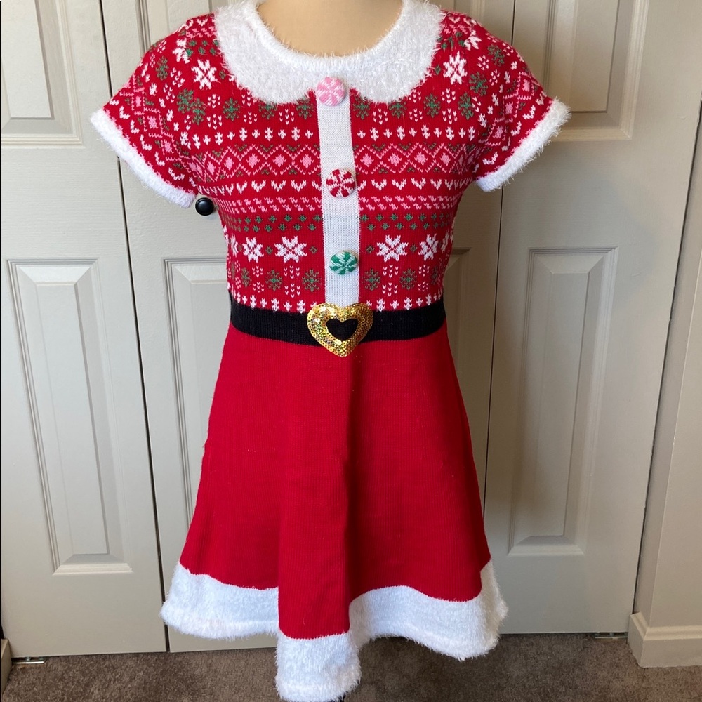 33 Degrees Red Knit Holiday Christmas Short Sleeve Sweater Dress Girls XL 16